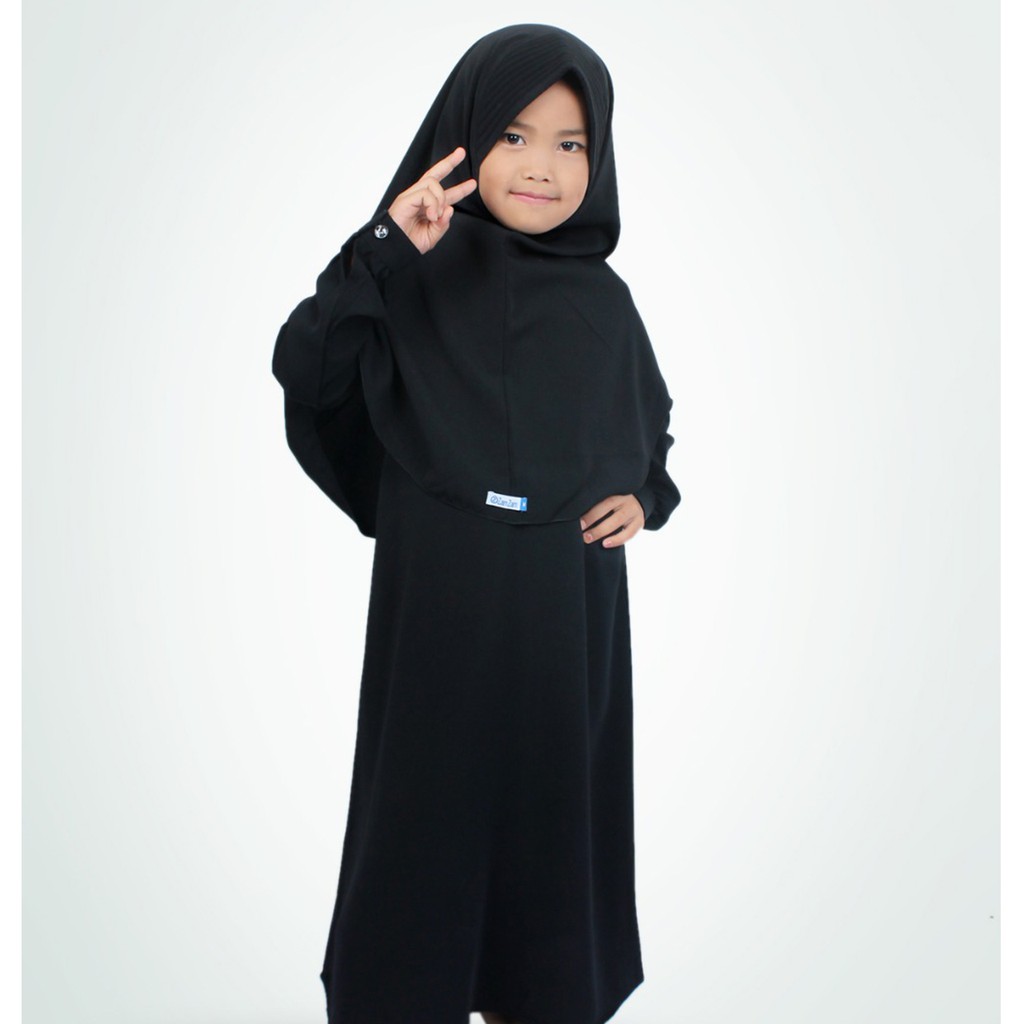 Salim Moslem Gamis Anak Syari Set Kerudung Besar Usia 1-10 Th Hitam-Navy-Ccoklat-Maroon-Pink-Putih