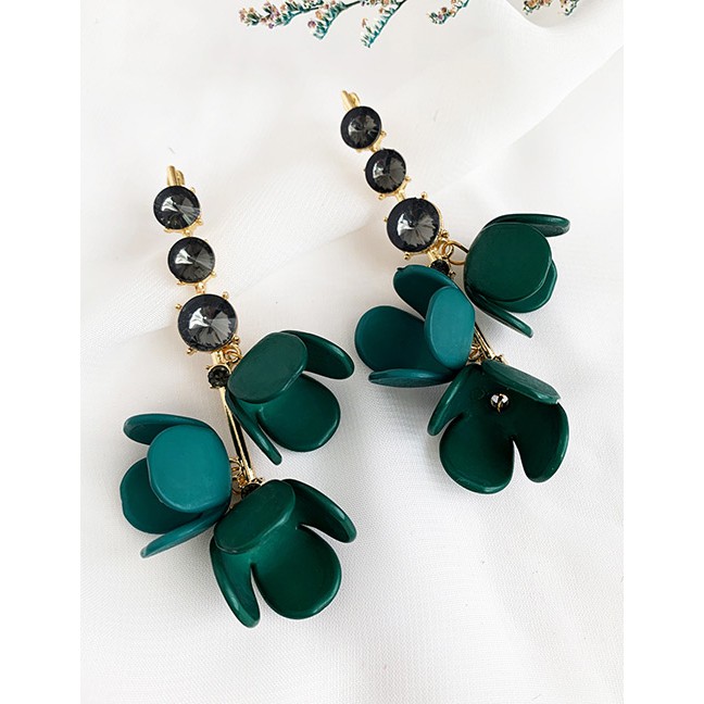 LRC Anting Tusuk Alloy Diamond Resin Flower Earrings F71471