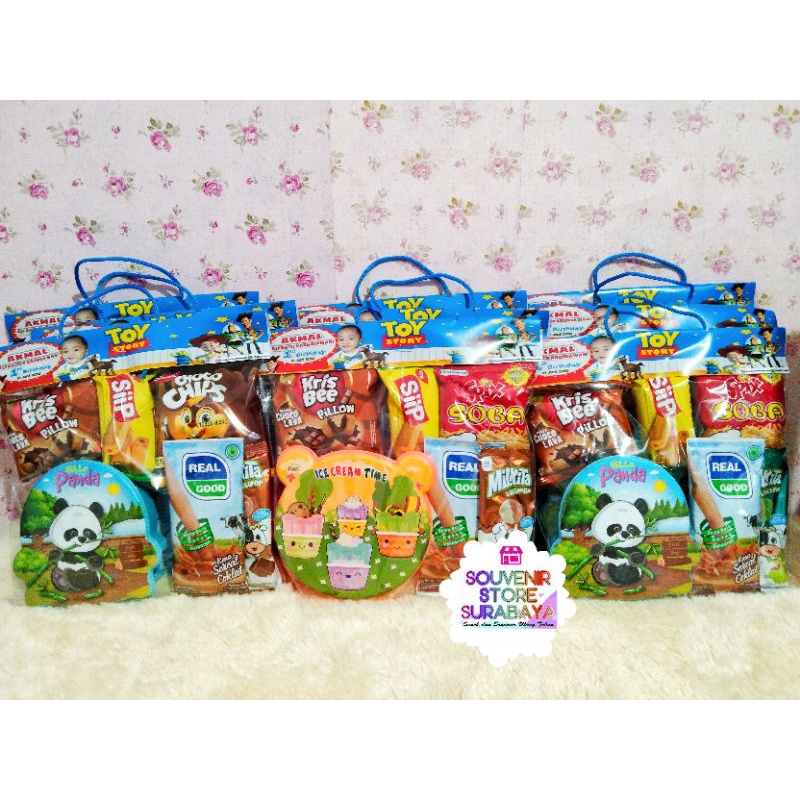 Souvenir Snack Ulang tahun / paket lunch box murah / souvenir murah / lunch box murah