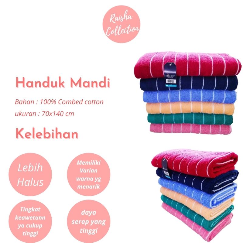 RC Cotton Club Handuk mandi 70x135cm / handuk mandi dewasa motif polos garis putih