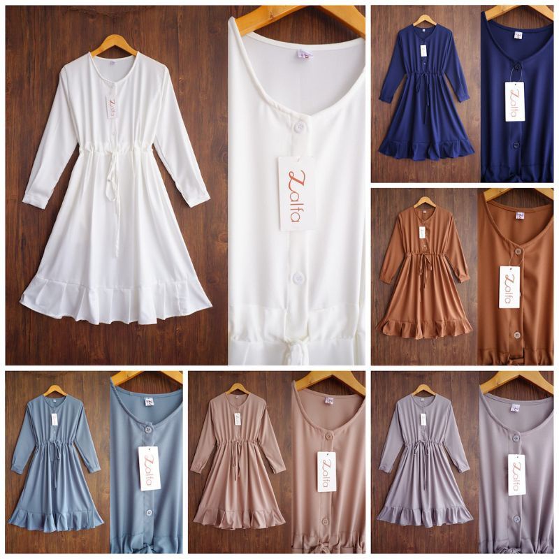 Baju Tunik Long Dress Tunik Wanita Jumbo Terbaru Tunik Zalfa Kancing Terbaru
