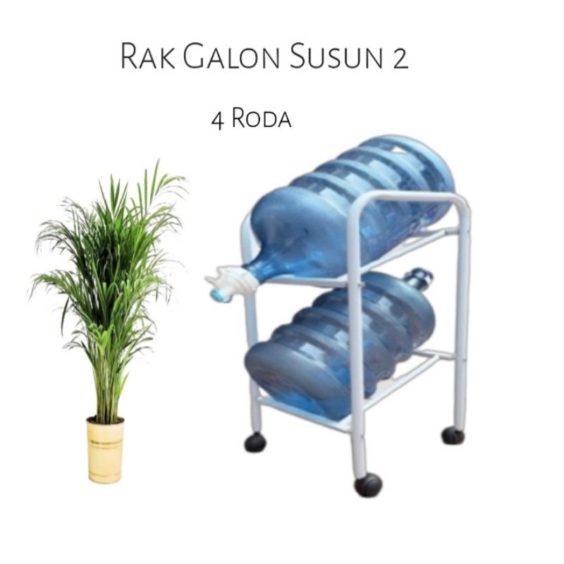 Rak Tempat Galon Susun 2 Bahan Besi dan ada roda 4