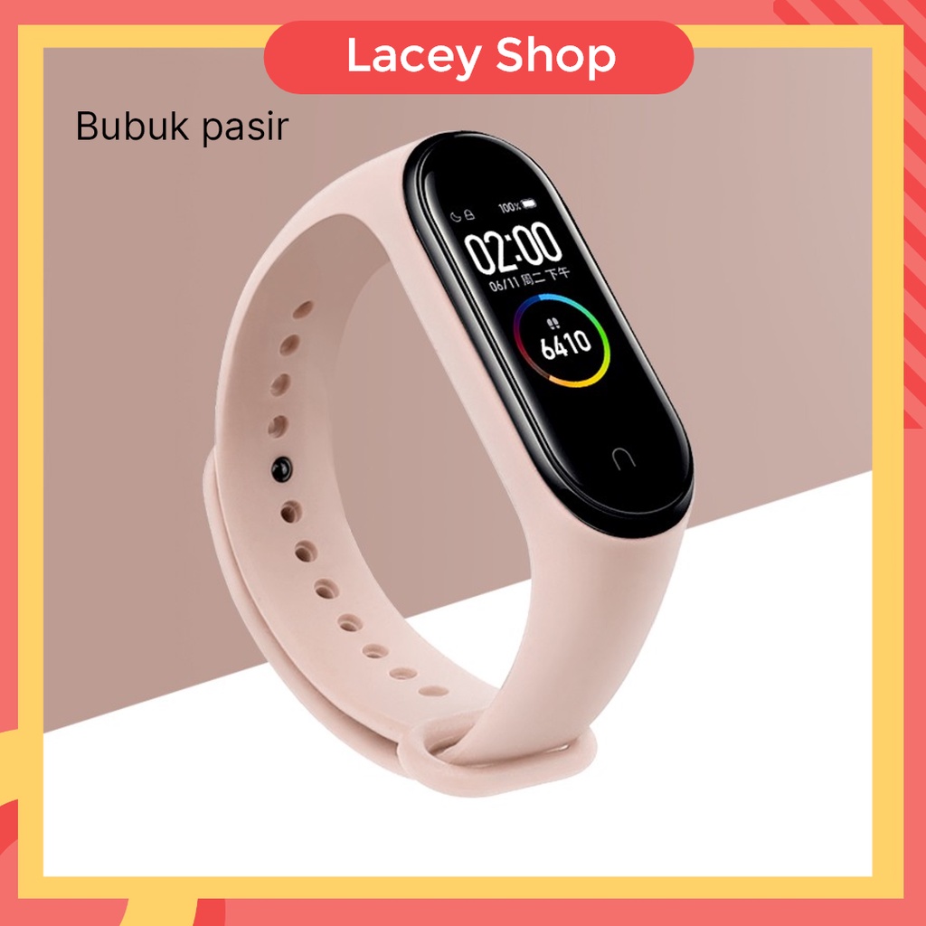 Tali Strap Silikon Smartwatch Mi Band 5 dan 6 Polos Monokrom-Bubuk Pasir