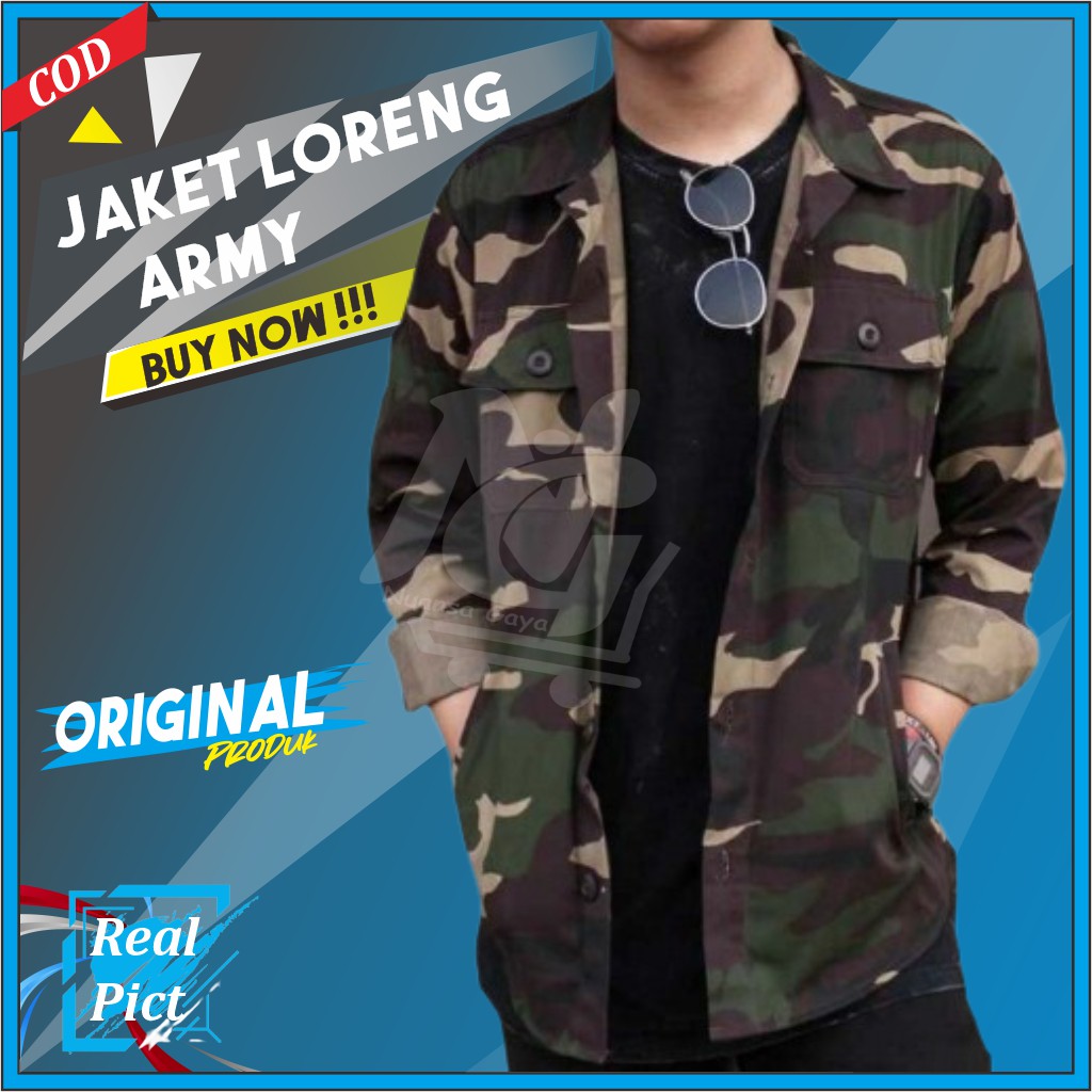 Jaket Army Pria Corak Loreng Abri Premium