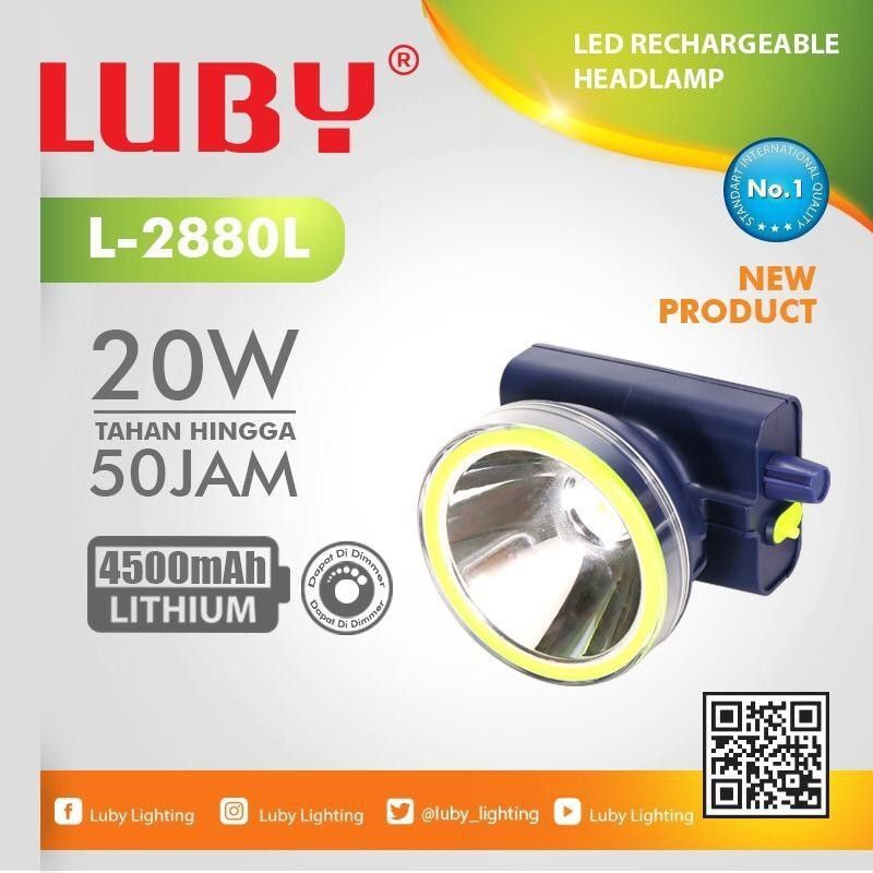 Cod [ COD ]  Original Senter Kepala LUBY L-2880 4500 mAh 20 Watt Cahaya Putih Tahan Hingga 50 Jam