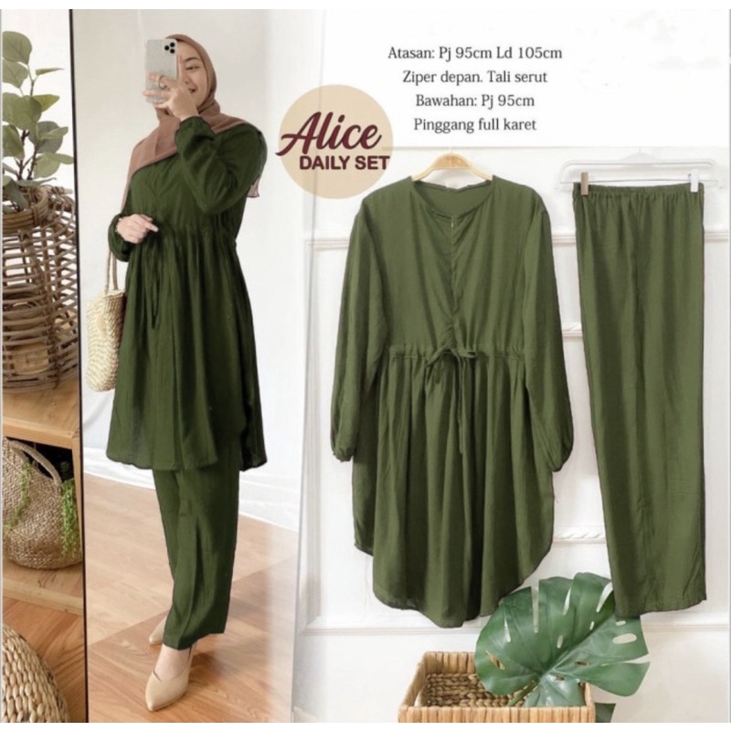 Alice daily set  Setelan Rayon , Tunik Muslim Ld 105  Busui Modern / stelan jumbo