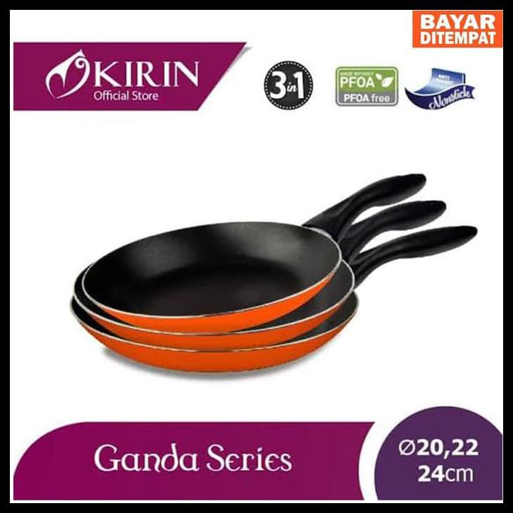 Kirin Teflon Wajan Ganda Set 3 In 1 Fry Pan