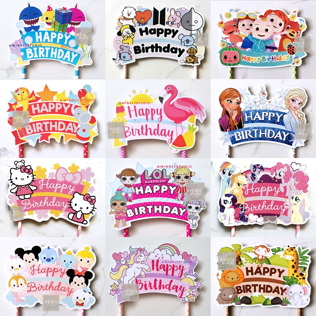 READY Big Cake Topper GIRL Kue Tart / Hiasan Kue Ulang Tahun Anak Aneka Karakter Unicorn Pony