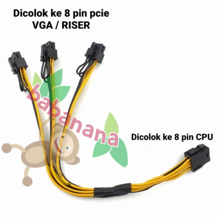 Kabel 8 Pin MOBO to triple 8 Pin PCIE splitter cabang mining adapter