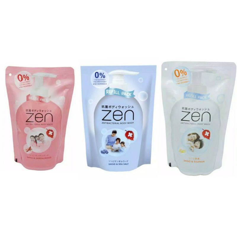 Zen Antibacterial Body Wash Sulphur &amp; SandalWood Reffil 400 ml ~ ORIGINAL 100%