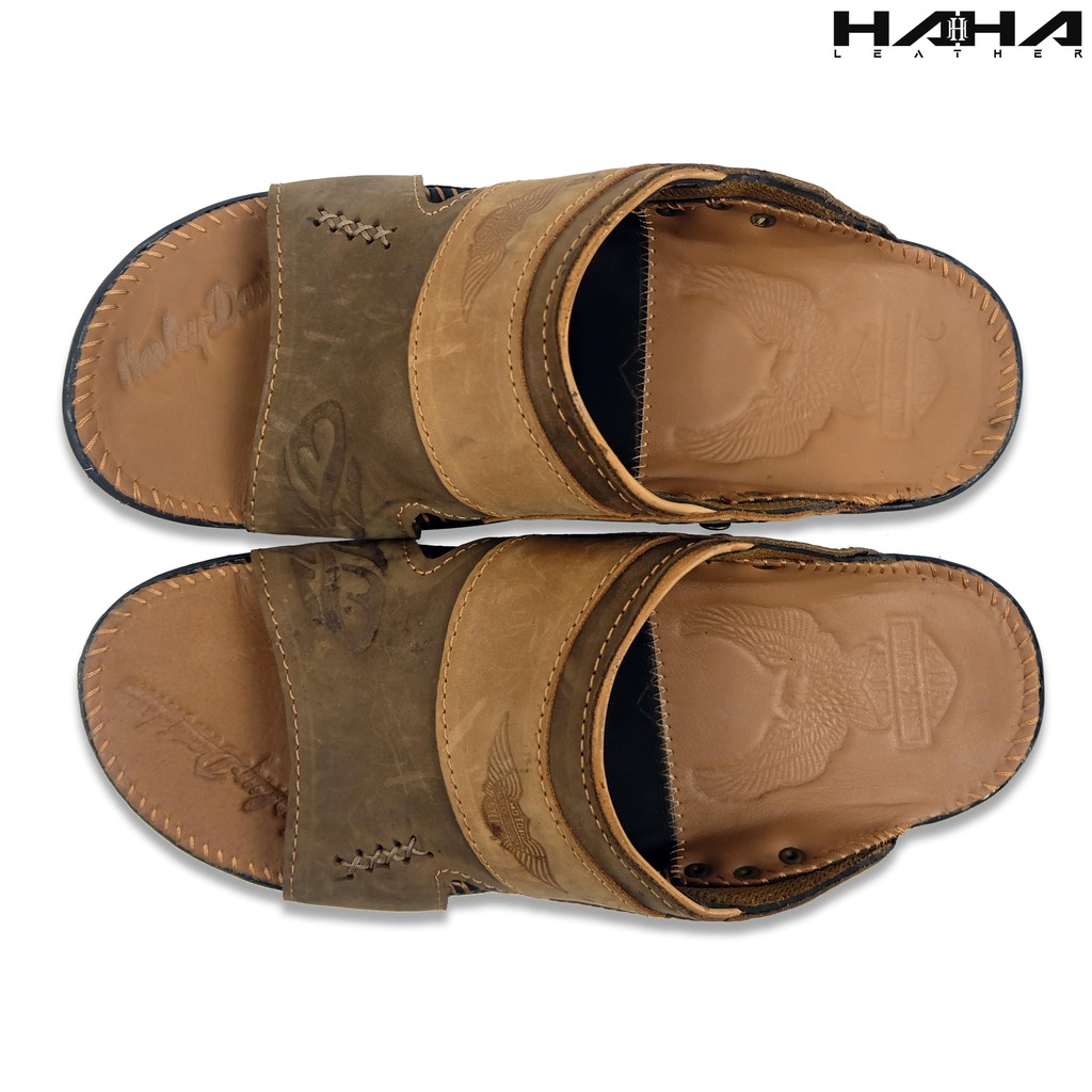 Sandal Slide SlHARLEY DV Sendal Selop japit Kuat bahan Kulit sapi Asli genuine leather Pria Cowok