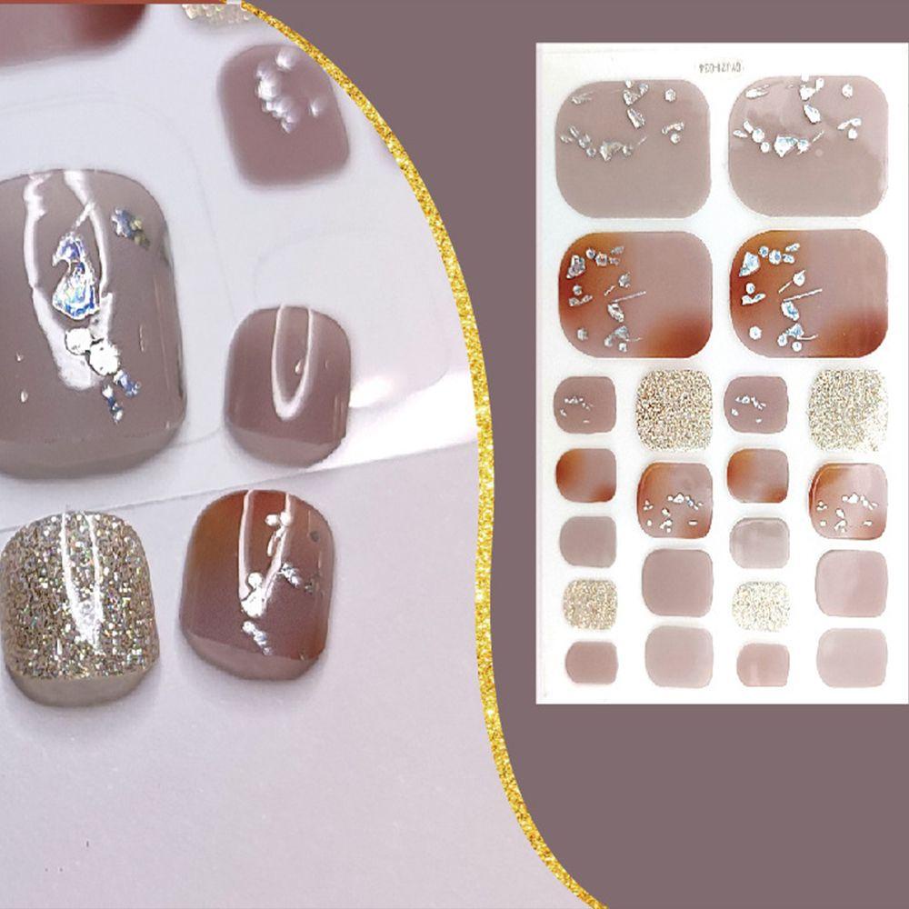 MXBEAUTY Self-adhesive Toe Nail Stiker Wanita Laser Toe Dekorasi Tow Art Sliders Nail Art Watermarks Toe Nail Stickers