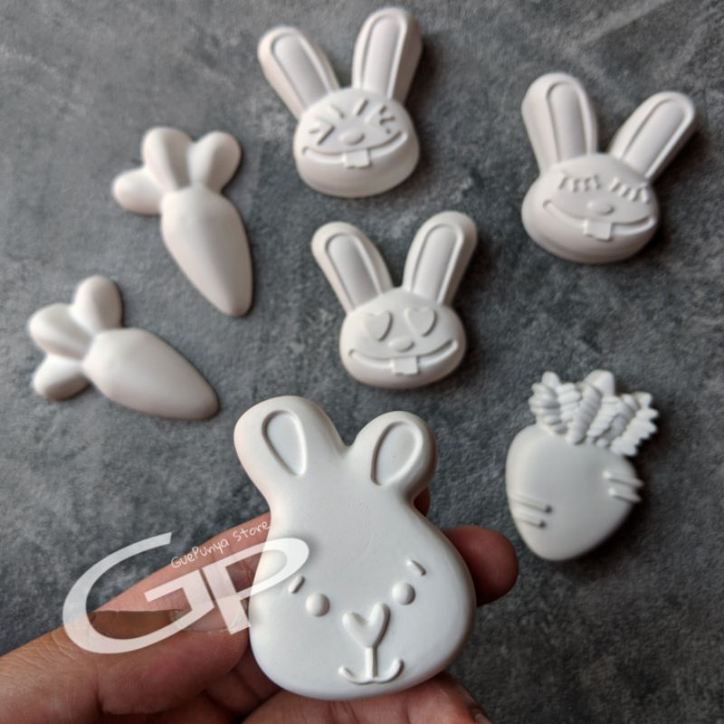 Bunny Lovers - Mainan Edukasi Anak Patung Lukis Gypsum Kelinci Rabbit Hamster Carrot Wortel Animal H