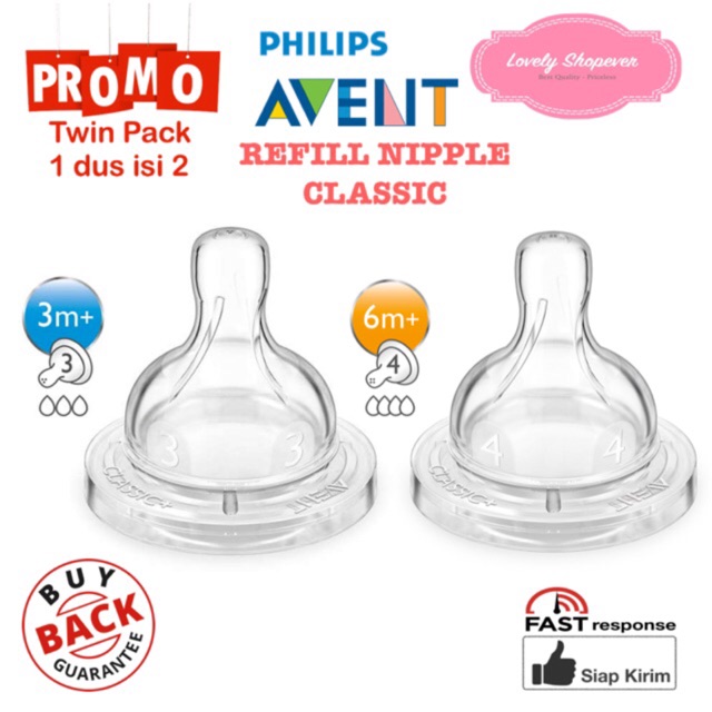 Philips Avent Dot Nipple Classic 3m+ 6m+ (isi 2 buah)