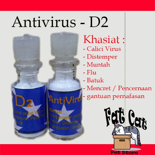 Obat Antivirus kucing Vitamin D2 Antivirus, untuk virus flu, calici, distemper