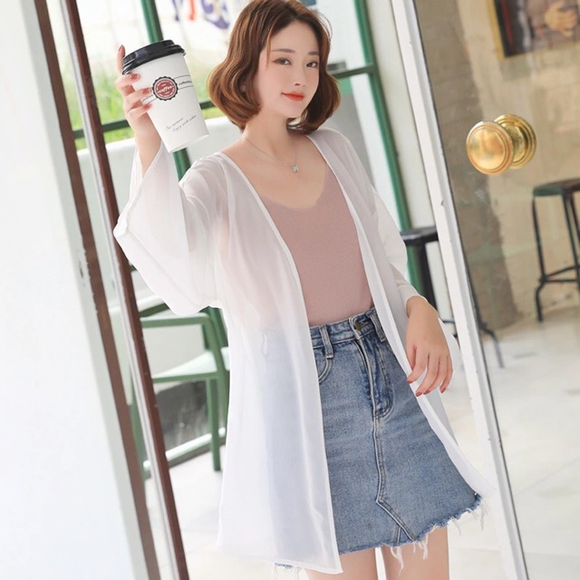 CARDIGAN PLAIN KOREA LUARAN SIFON TRANSPARAN OUTER POLOS CHIFFON