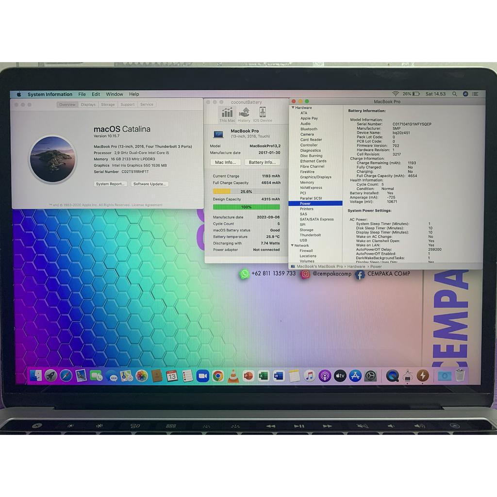 MacBook Pro Retina 13 2016 Core i5 16GB SSD 512GB Bukan 2017 Air 2018