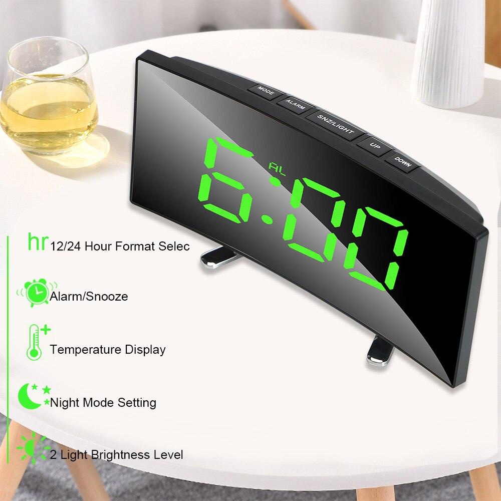 Jam Meja Digital Led Weker Alarm Clock Mirror DS-6507 Green