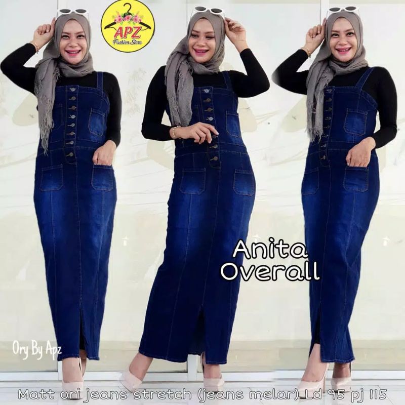 3 VARIAN WARNA!! ANITA OVERALL Matt Jeans ORI TEBAL MELAR