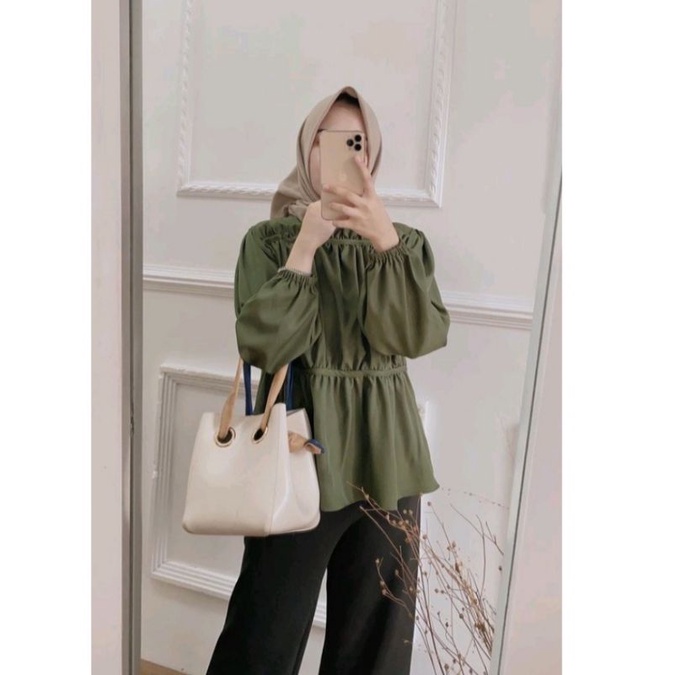 BLOUSE WANITA KOREA Atasan Blouse Kerut Serut Remaja Murah Terbari