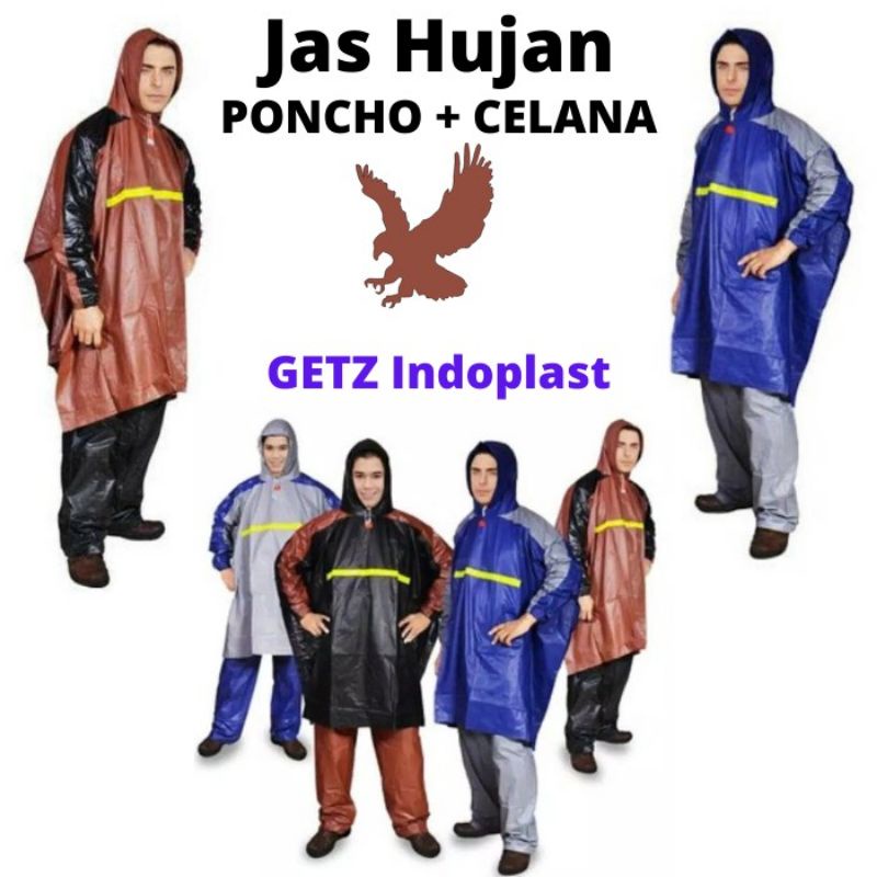 Jas Hujan Ponco Lengan Celana GETZ Indoplast - Mantel Mantol Pria Wanita Ponco Celana