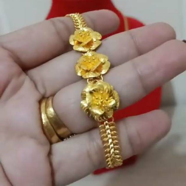  Gelang  bunga Mawar  Emas  LM London 24K kadar 99 9 Shopee 