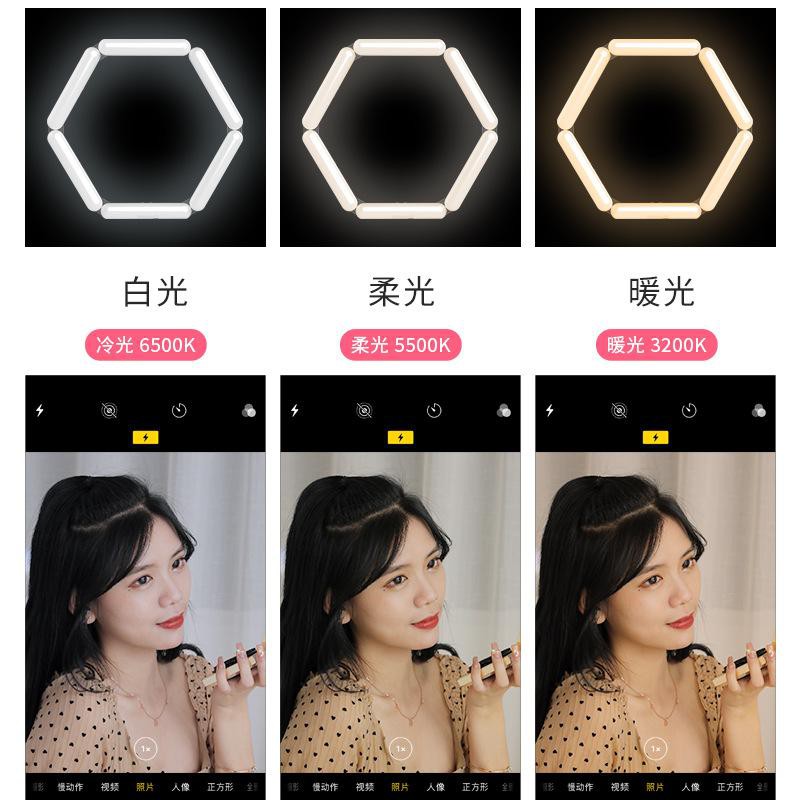 V8 - LED Foldable Selfie Make Up Ring Light 3 Lampu / 10IN GM ACC