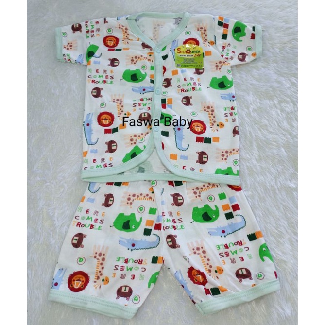 Setelan Pendek Shaqueen Motif Print SNI / Set Baju Anak Bayi 6-12 bulan