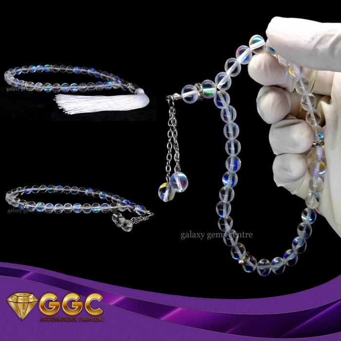 TASBIH BATU KALIMAYA INDIA 33 BUTIR KRISTAL MULTICOLOR