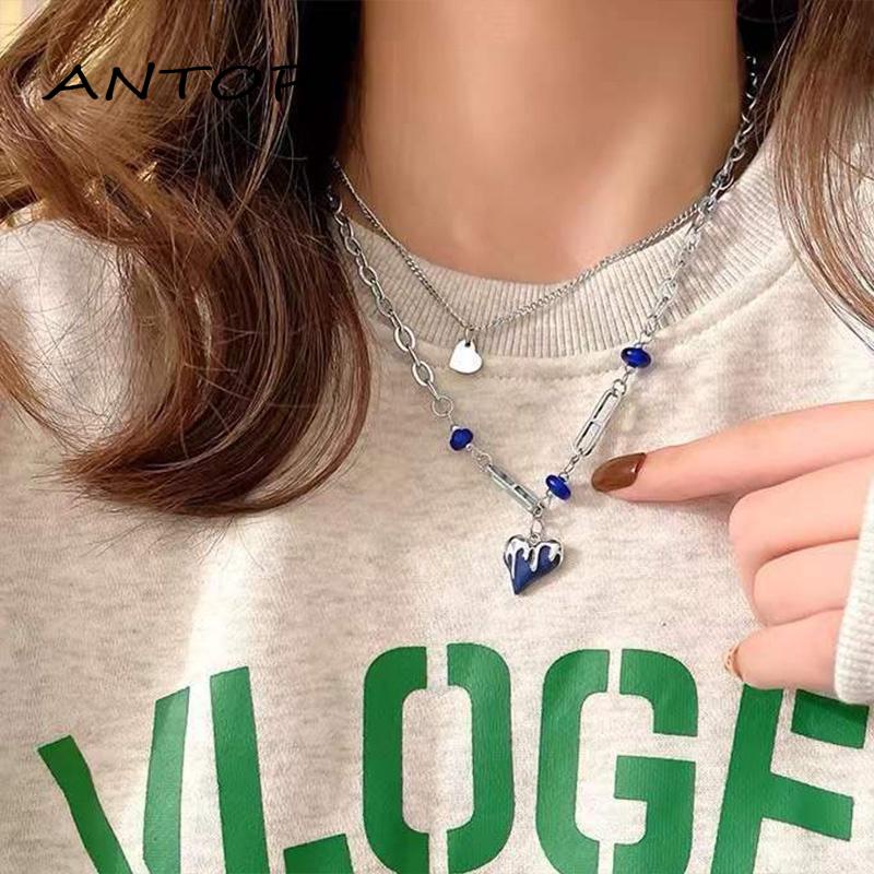 Kalung Rantai Model Double layer Bahan Titanium Steel Untuk Aksesoris Sweater