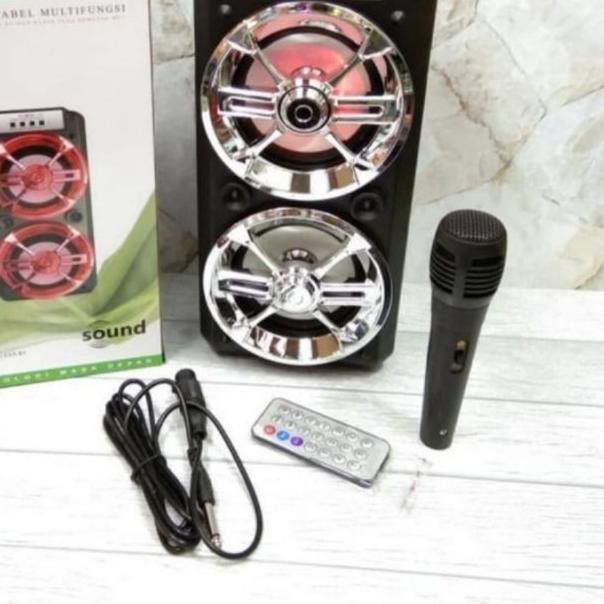 ☻ Speaker Bluetooth Karaoke Fleco 6581 Bonus Microphone ♣