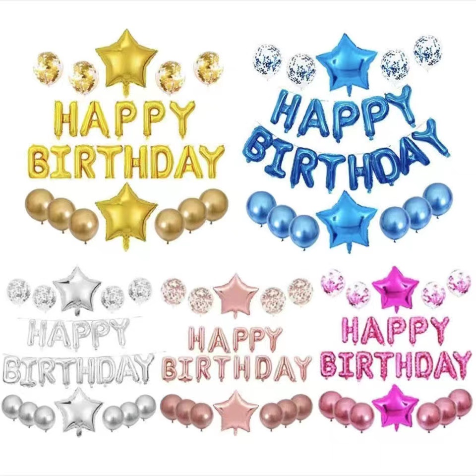 selamat ulang tahun ulang tahun balon 40cm set balon dekorasi pesta ulang tahun balon  balon huruf  