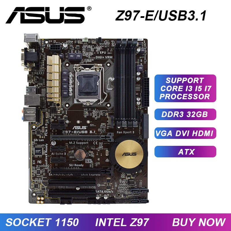 PREORDER ASUS Z97-E/USB3.1 Motherboard 1150 Motherboard DDR3 Support Kit Xeon E3 1280 V3 Core i7 477