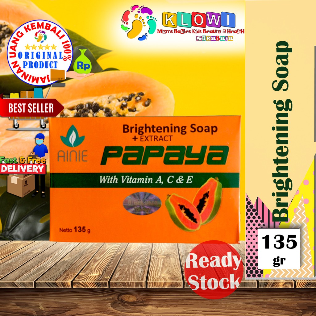 Ainie Papaya Whitening Soap 135 Gr / Sabun Mandi / Sabun Pepaya