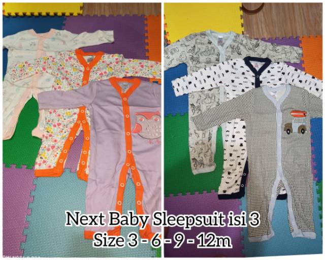 Sleepsuit Baby 3in1 Baju Tidur Bayi Piyama kancing snap isi 3 premium (bukan Carters)