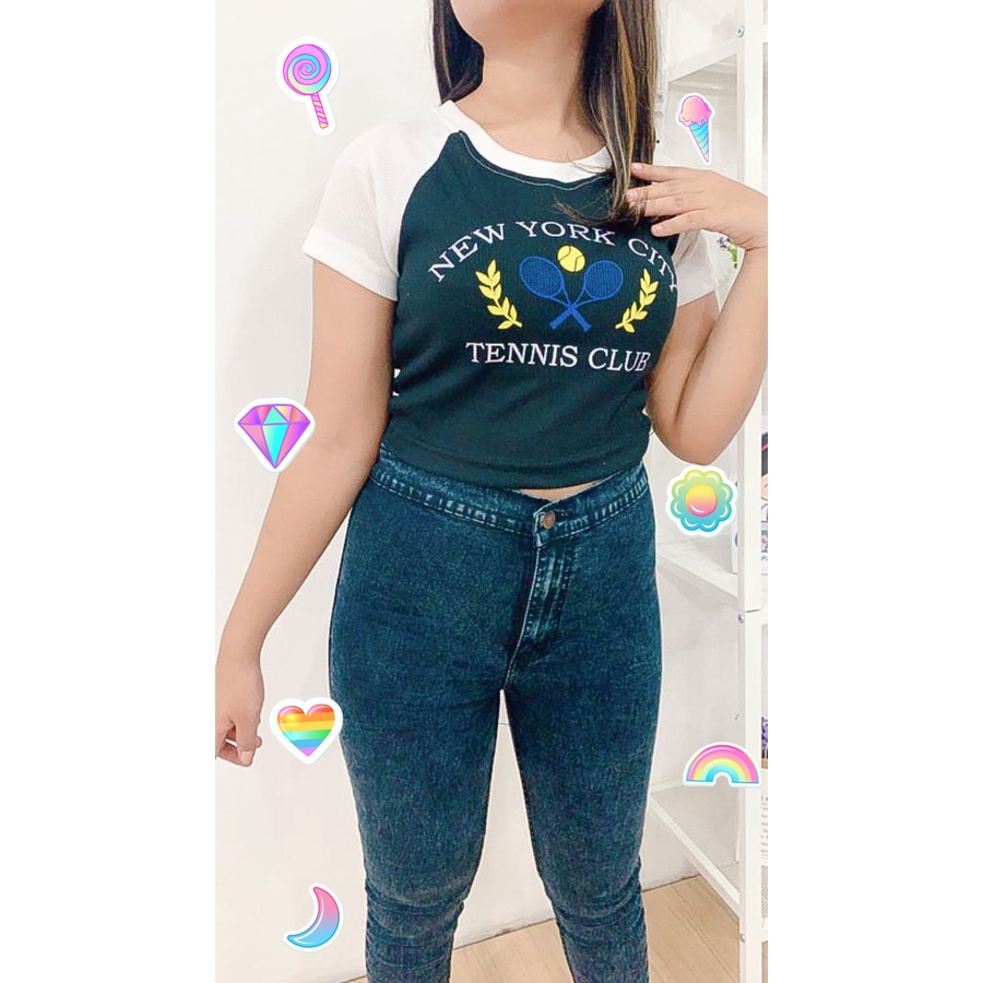 BEFAST - ZEC OOTD Wanita Kaos DEISY / Tennis Club Crop Top RIB PREMIUM / Crop Top Remaja Kekinian / keluaran Terbaru 2022 / Atasan OOTD Ala Style Korean / Koas Crop Lengan Pendek