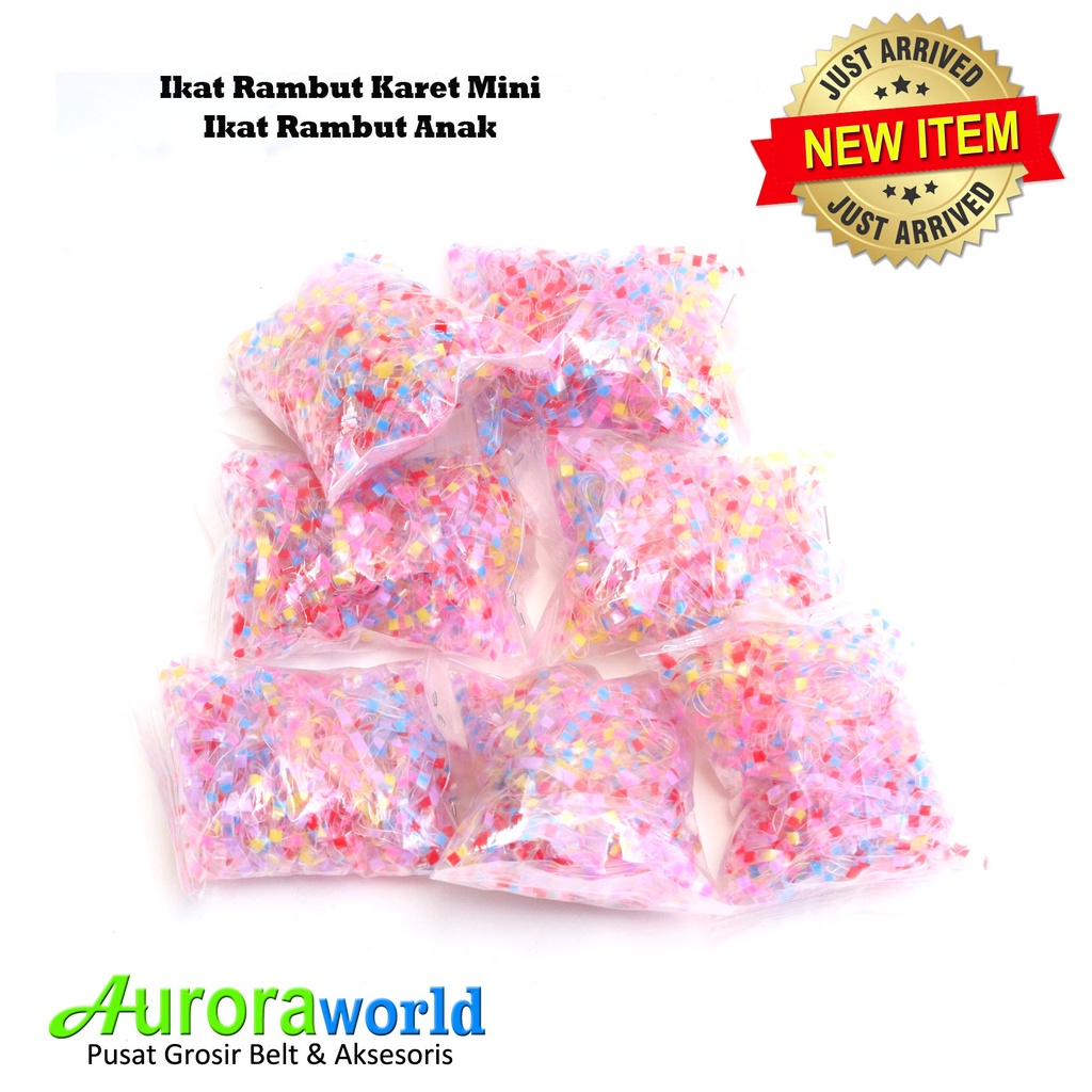 AURORAWORLD Karet ikat rambut karet jepang karet kepang karet kuncir warna warni  ikat rambut elastis kualitas terbaik, bahan tebal isi 100++