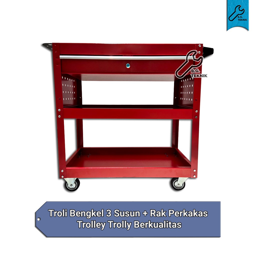 Troli Bengkel 3 Susun + Rak Perkakas Trolley Trolly Berkualitas