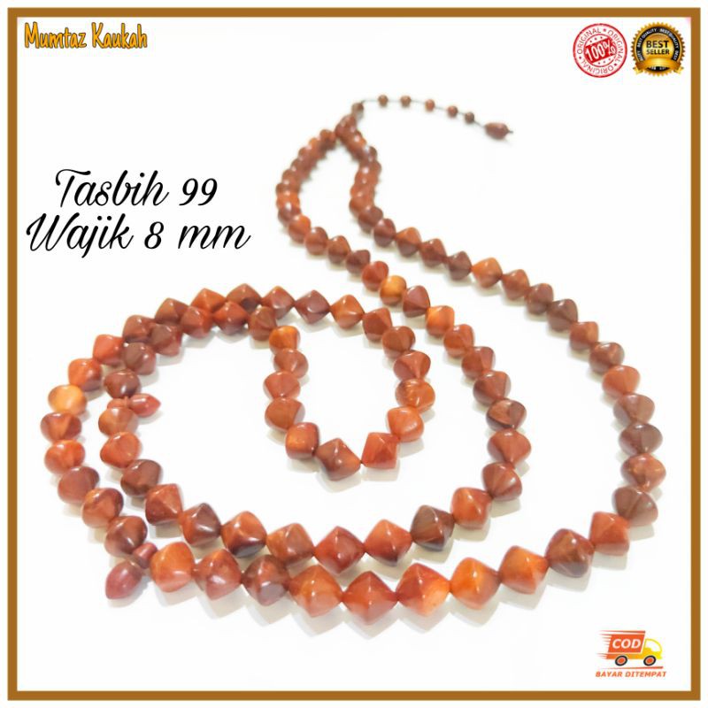 Tasbih kokka kaukah Wajik 99 Ukuran 8 mm coklat polos original koka kaoka kaokah