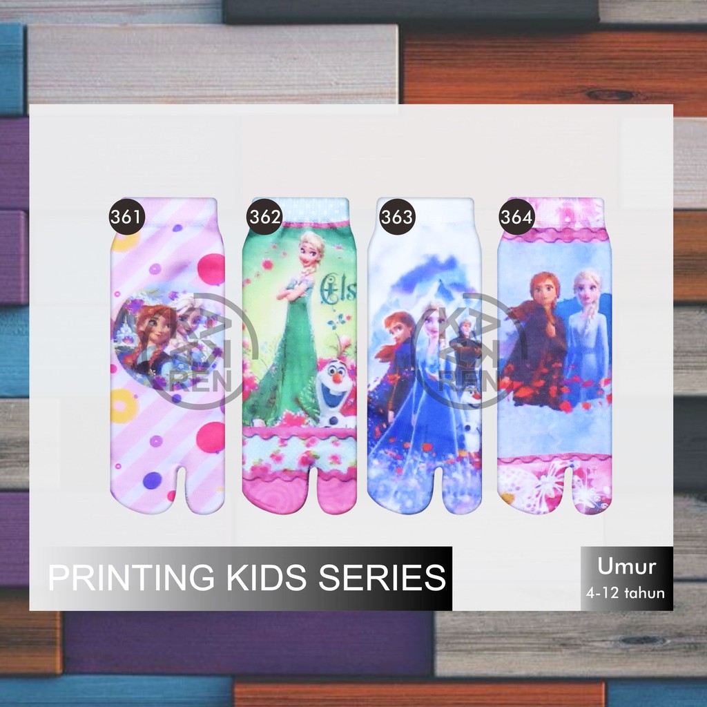 Kaos Kaki Jempol Anak Printing Karakter Frozen,  Mickey Mouse, Princess, Jasmine, Unicorn T