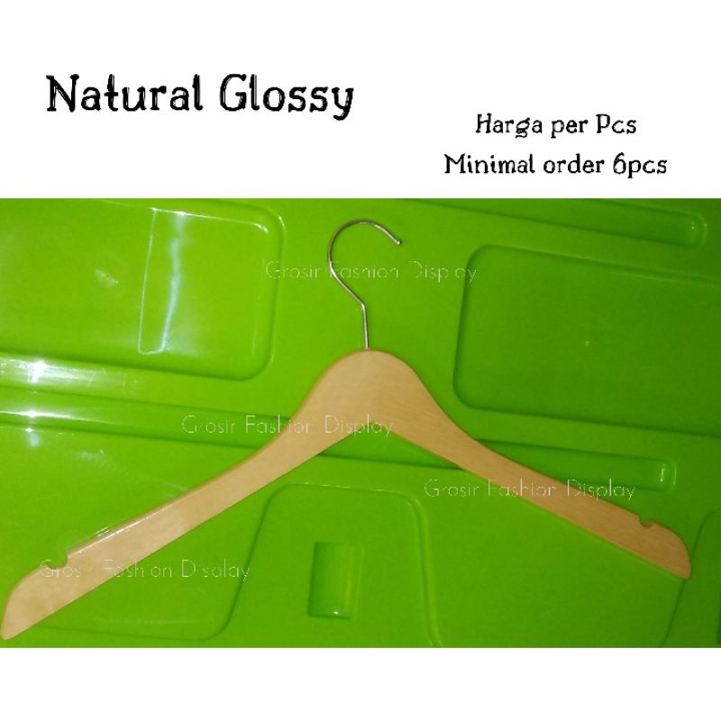 Hanger Kayu Glossy Natural Dewasa Gantungan Baju Kayu Natural Ekslusif Hanger Kayu Premium(BH)