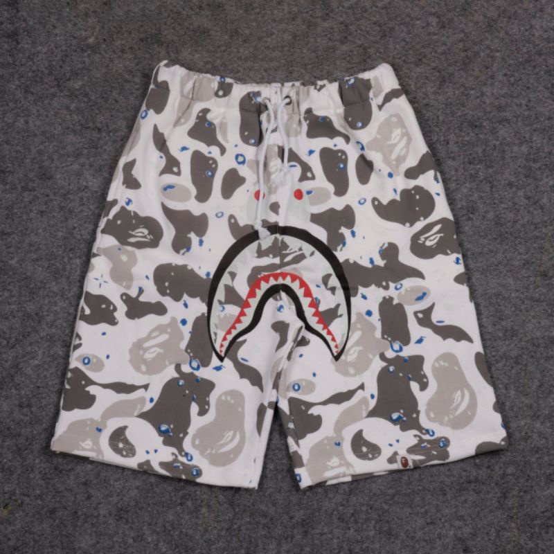 CELANA PENDEK SHORT PANTS BAPE SHARK CAMO WHITE GID FULLTAG &amp; LEBEL