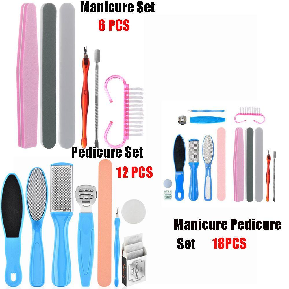 Nanas6 /12 /18 Pcs Manicure Pedicure Grooming Kit Di Rumah Digunakan Kikir Kuku Alat Perawatan Kuku Kerokan Kulit Mati