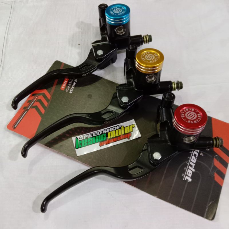 Master rem kanan Scarlet tabung bulat universal Motor Warna Merah/Gold/Biru