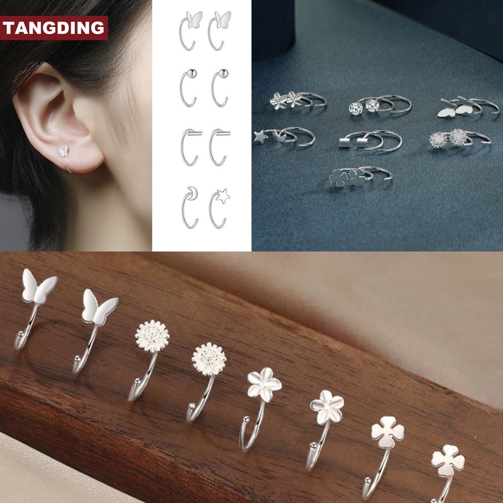 【COD Tangding】Butterfly Ball Heart Moon Star Shape Earrings Korea Fashion Accessories Jewelry