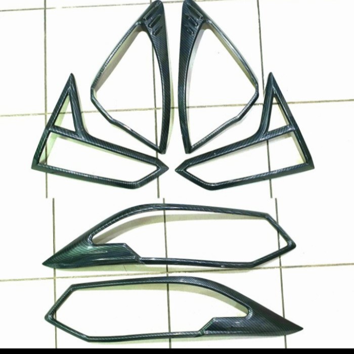 Paket Garnish List Cover Lampu Depan Belakang Hrv Lama Carbon