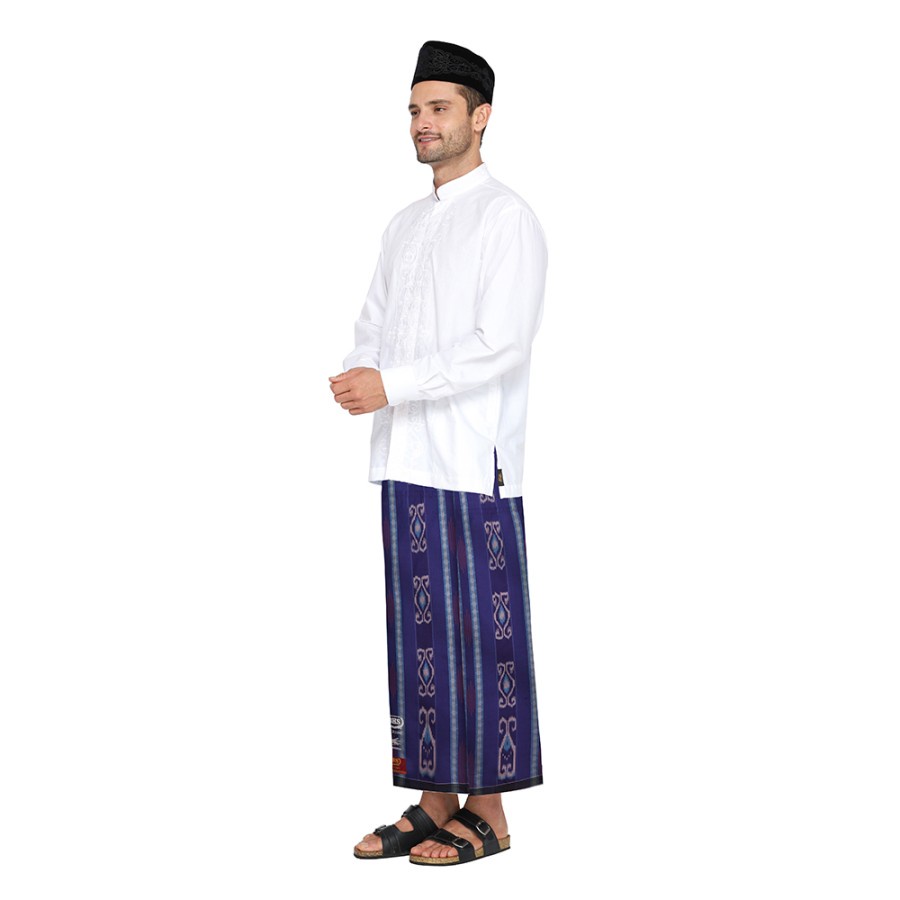 Sarung BHS Excellent Gold Motif Gula Gula Biru Tua