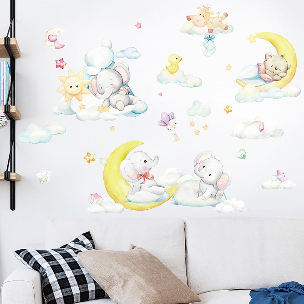 Jual HM71011 WALLSTICKER MOON BABY ELEPHANT STIKER DINDING ANAK HEWAN ...