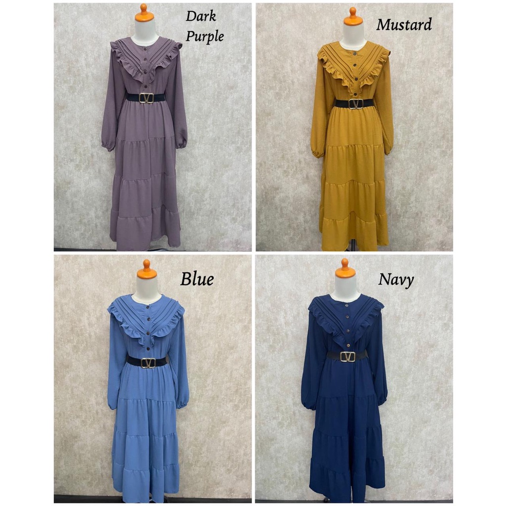 VIKA MIDI DRESS MIDI CRINKLE FREE BELT GROSIR ECER PGMTA