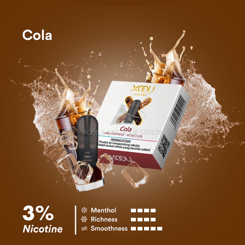 [RELX ESSENTIAL COMPATIBLE][PNCSID] XOOU Mint Flavour Cartridge Per One Pack-Cola